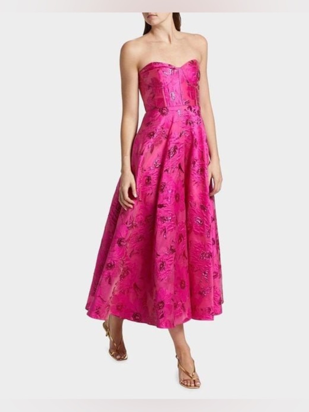As it May Women's Pink Keyla Jacquard Strapless Midi-Dress 4